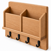 Doorwell Compact Wall-Mounted Key and Mail Organizer with 4 Hooks
