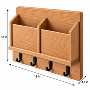 Doorwell Compact Wall-Mounted Key and Mail Organizer with 4 Hooks