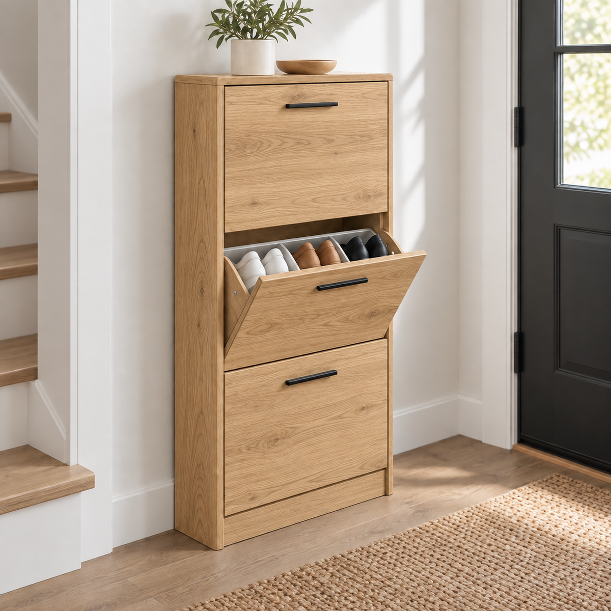 Brookhaven Slim Three-Compartment Shoe Storage Cabinet