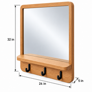 Meadowline Wall-Mounted Entryway Mirror with Shelf and 3 Hooks