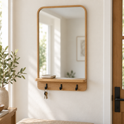 Meadowline Wall-Mounted Entryway Mirror with Shelf and 3 Hooks