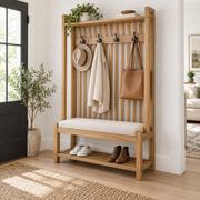 Ashford Entryway Hall Tree with Bench, Shelf and 4 Double Hooks