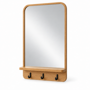 Meadowline Wall-Mounted Entryway Mirror with Shelf and 3 Hooks