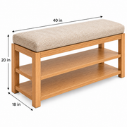 Westbrook Entryway Bench with Cushion and Two-Tier Shoe Storage