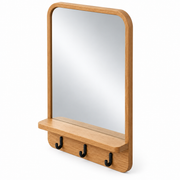 Meadowline Wall-Mounted Entryway Mirror with Shelf and 3 Hooks