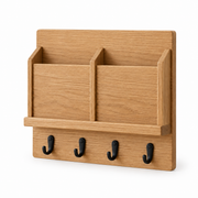 Doorwell Compact Wall-Mounted Key and Mail Organizer with 4 Hooks