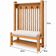 Ashford Entryway Hall Tree with Bench, Shelf and 4 Double Hooks